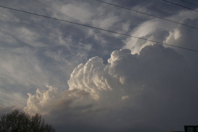 Clouds curling at top of storm